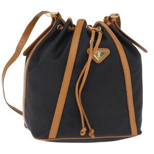 Authentic SAINT LAURENT Shoulder Bag Coated Canvas Black Gold